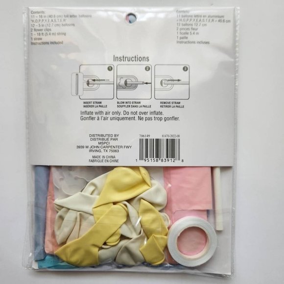 Celebrate It Easter Balloon Happy Easter Balloons Kit, "Hoppy Easter" Pink, Blue - Picture 4 of 7